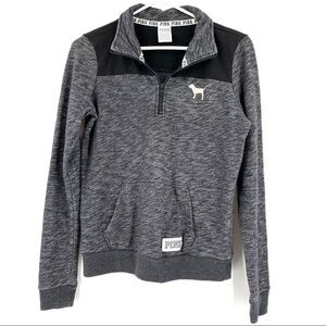 Victoria’s Secret PINK Logo Pullover QuarterZip Sweater Sweatshirt Top